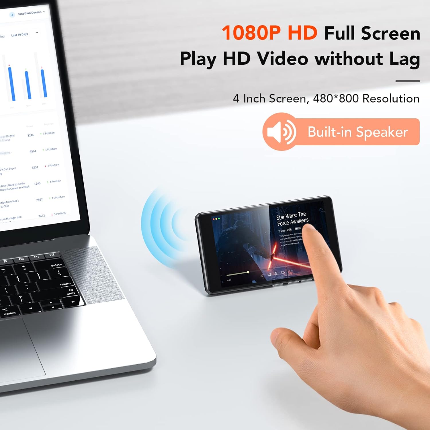 AGPTEK Reproductor MP3 WiFi de 80 GB con Bluetooth y cámara de 5 MP, pantalla táctil de 4 pulgadas, reproductor de música sin pérdidas, aplicaciones