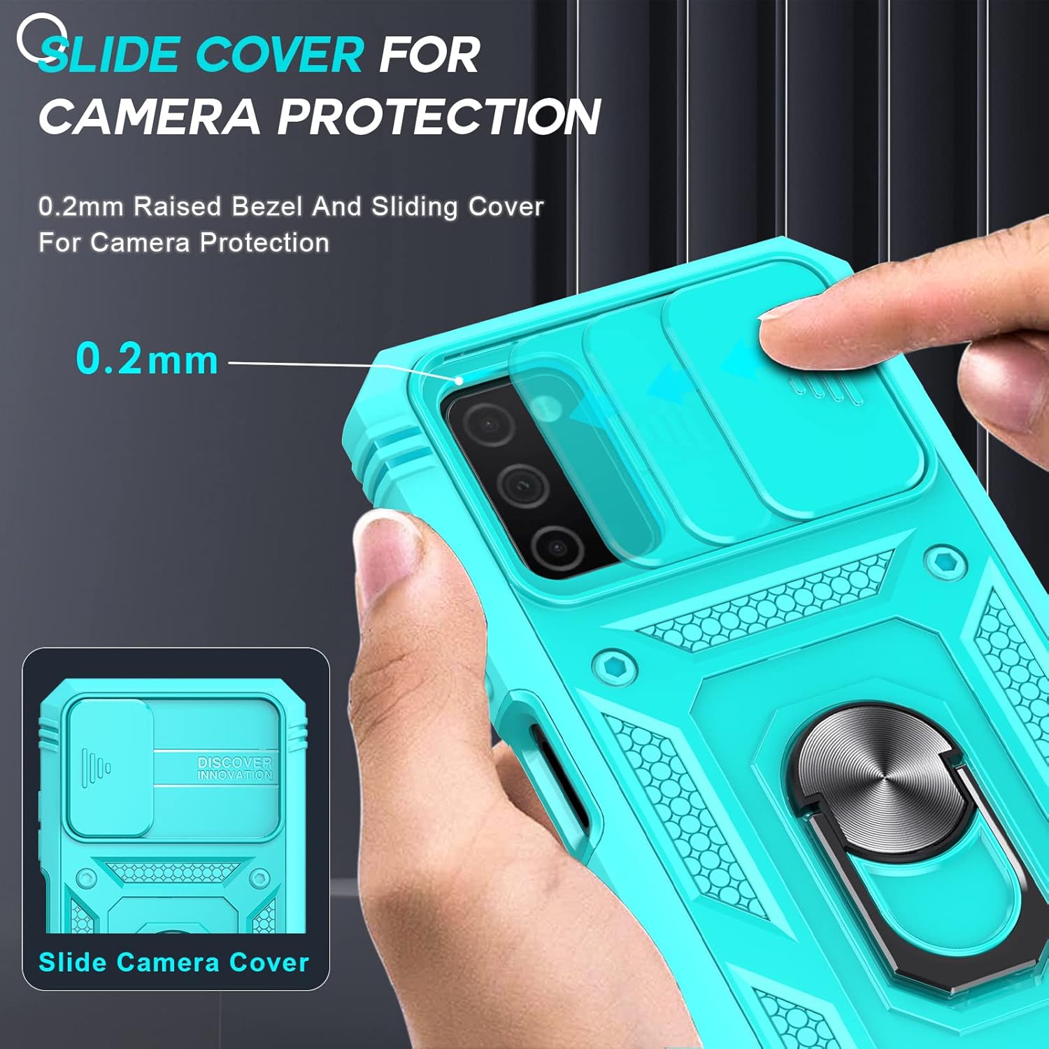 LeYi Funda para Samsung A03s A03s Samsung Phone Case con cubierta deslizante para cámara + 2 paquetes Protector de pantalla de vidrio templado,
