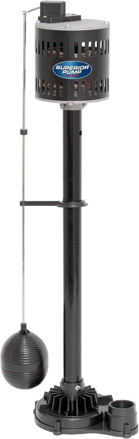 Superior Pump 92553 Bomba de pedestal termoplástica de 12 HP, color negro