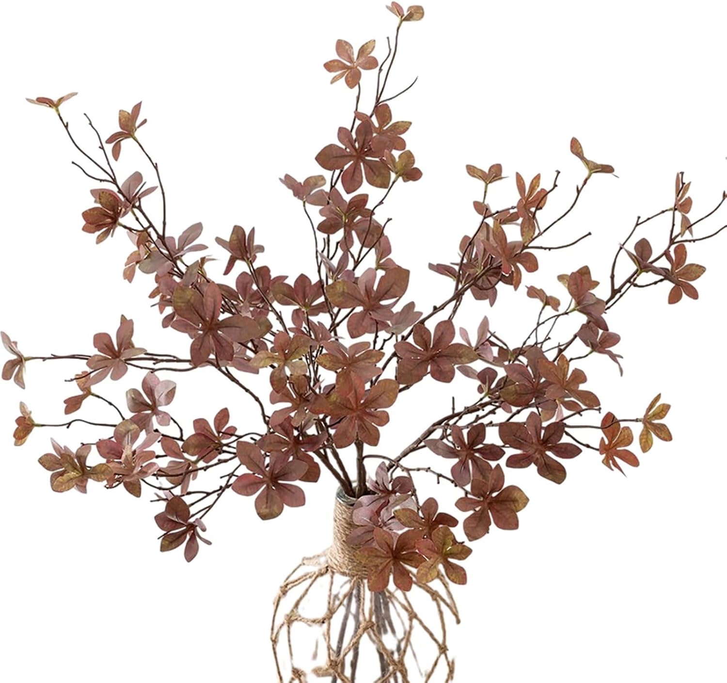 6 tallos de vegetación de otoño falsos, ramas de hojas artificiales de otoño, plantas sintéticas, hojas de eucalipto de seda para interiores y