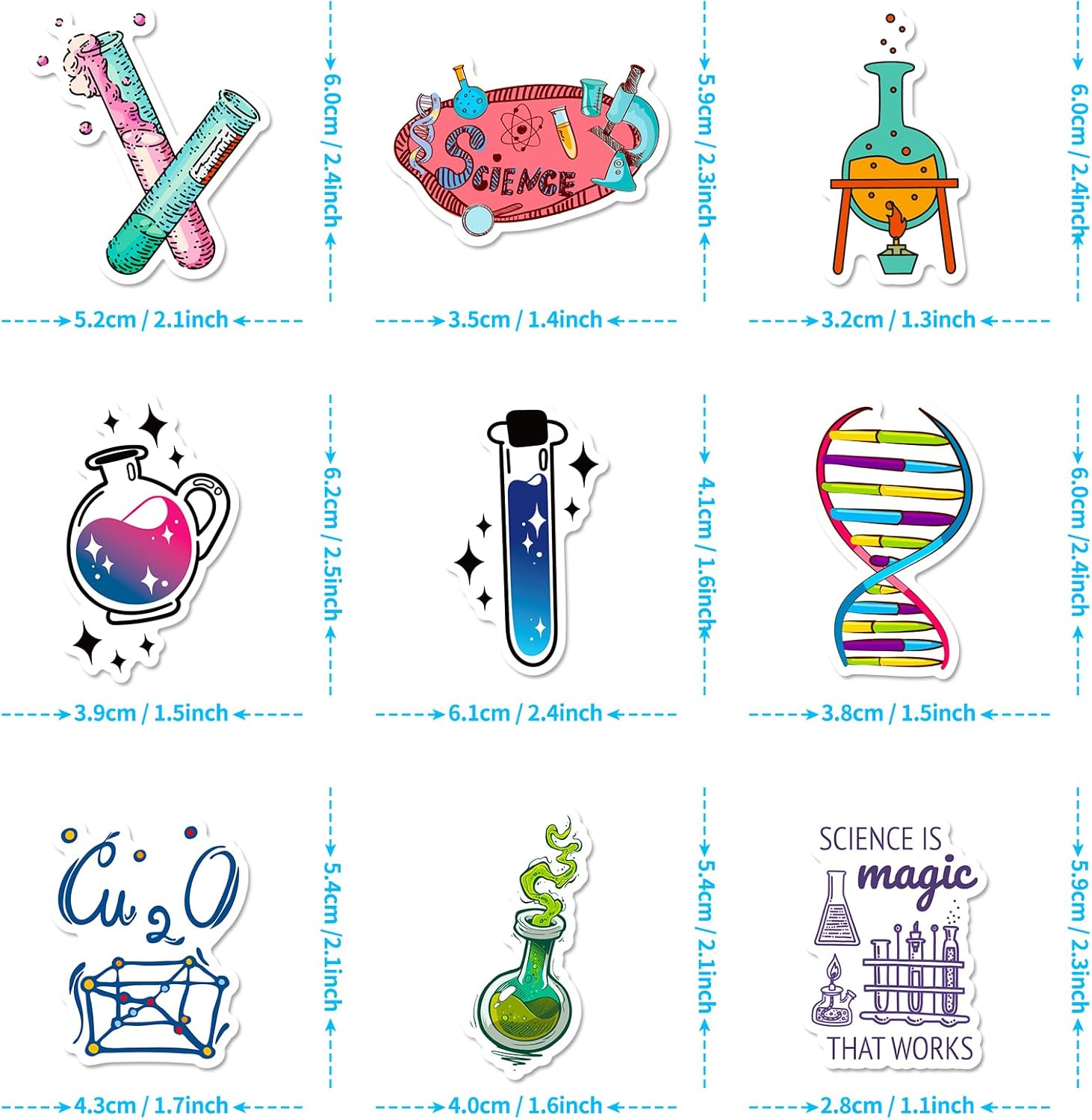 100 calcomanías divertidas de laboratorio de ciencias, calcomanías de laboratorio para niños, adolescentes y adultos, calcomanías de experimentos de