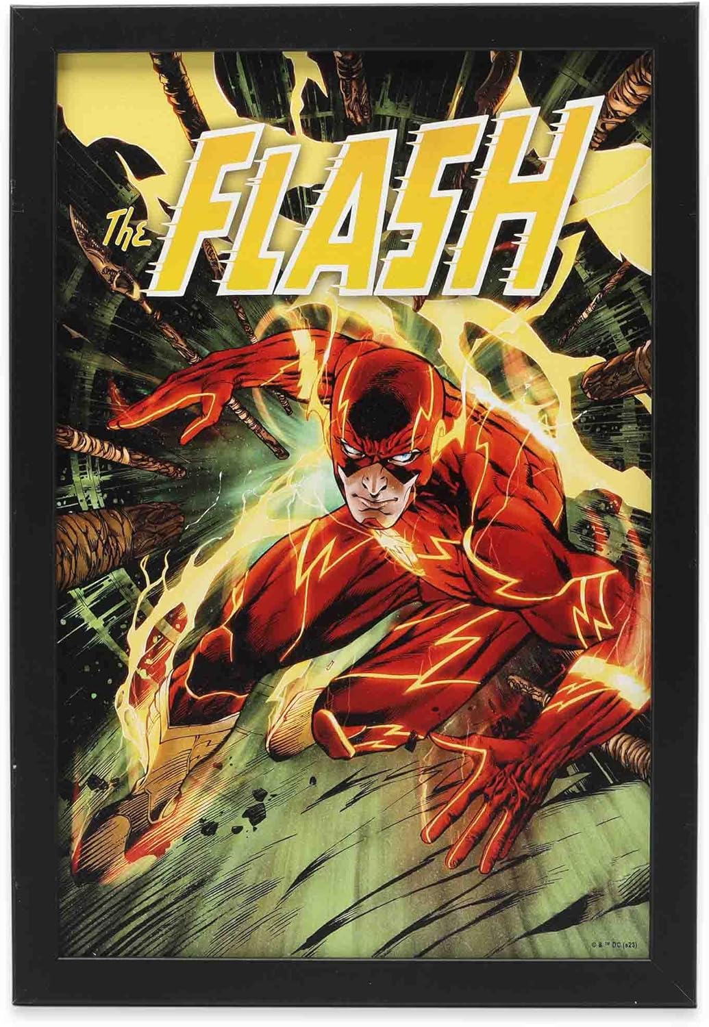 DC Comics The Flash Fiery Scene – Decoración de pared de madera enmarcada  Arte de pared Flash para hombre cueva o sala de cine