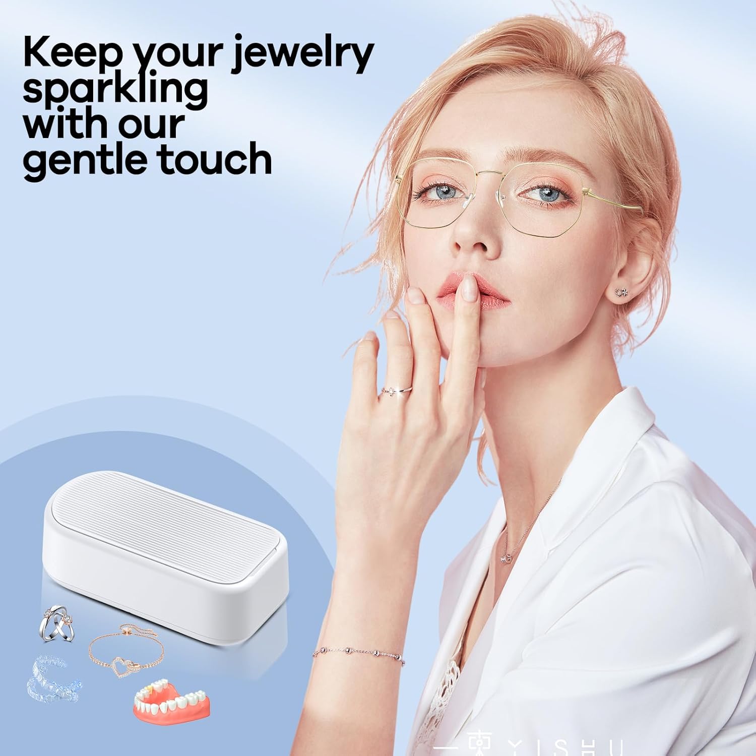Limpiador ultrasónico Máquina de limpieza de joyas Máquina profesional de limpieza ultrasónica de gafas Pequeña – Limpiador de retenedores portátil