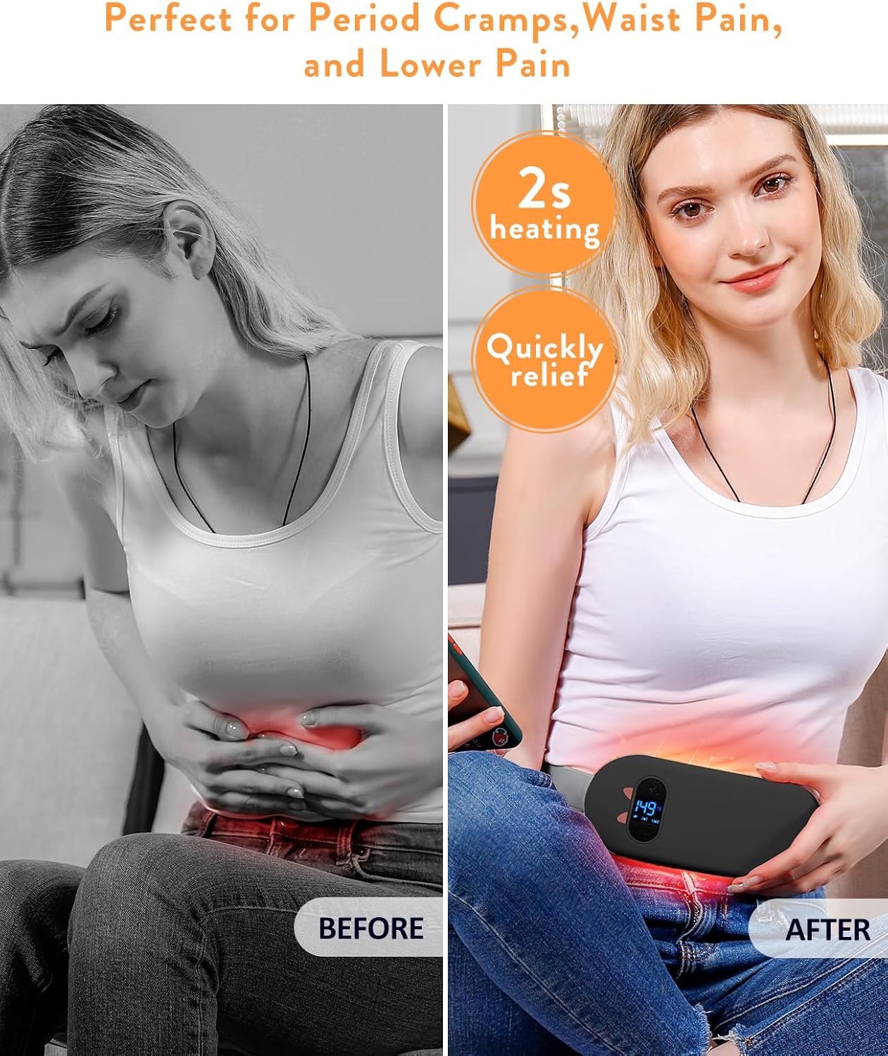 FSA HSA Almohadilla térmica elegible, almohadilla térmica menstrual inalámbrica portátil con 6 niveles de calor y 6 modos de masaje, almohadilla