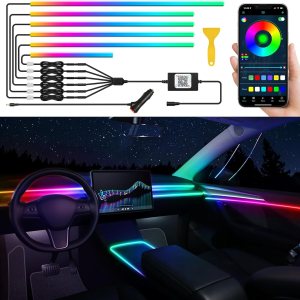Dreamcolor – Tira de luz LED acrílica para interior de automóvil con aplicación inalámbrica, RGB 6 en 1 con kits de iluminación ambiental de fibra Dreamcolor – Tira de luz LED acrílica para interior de automóvil con aplicación inalámbrica, RGB 6 en 1 con kits de iluminación ambiental de fibra