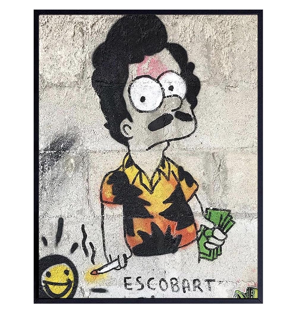 Gangster Graffiti Wall Art LARGE 11×14 – Pablo Escobar Poster – Man cave Decor – Men Teens Boys Bedroom, Dorm Room Decor – Funny Gifts – Trendy Room