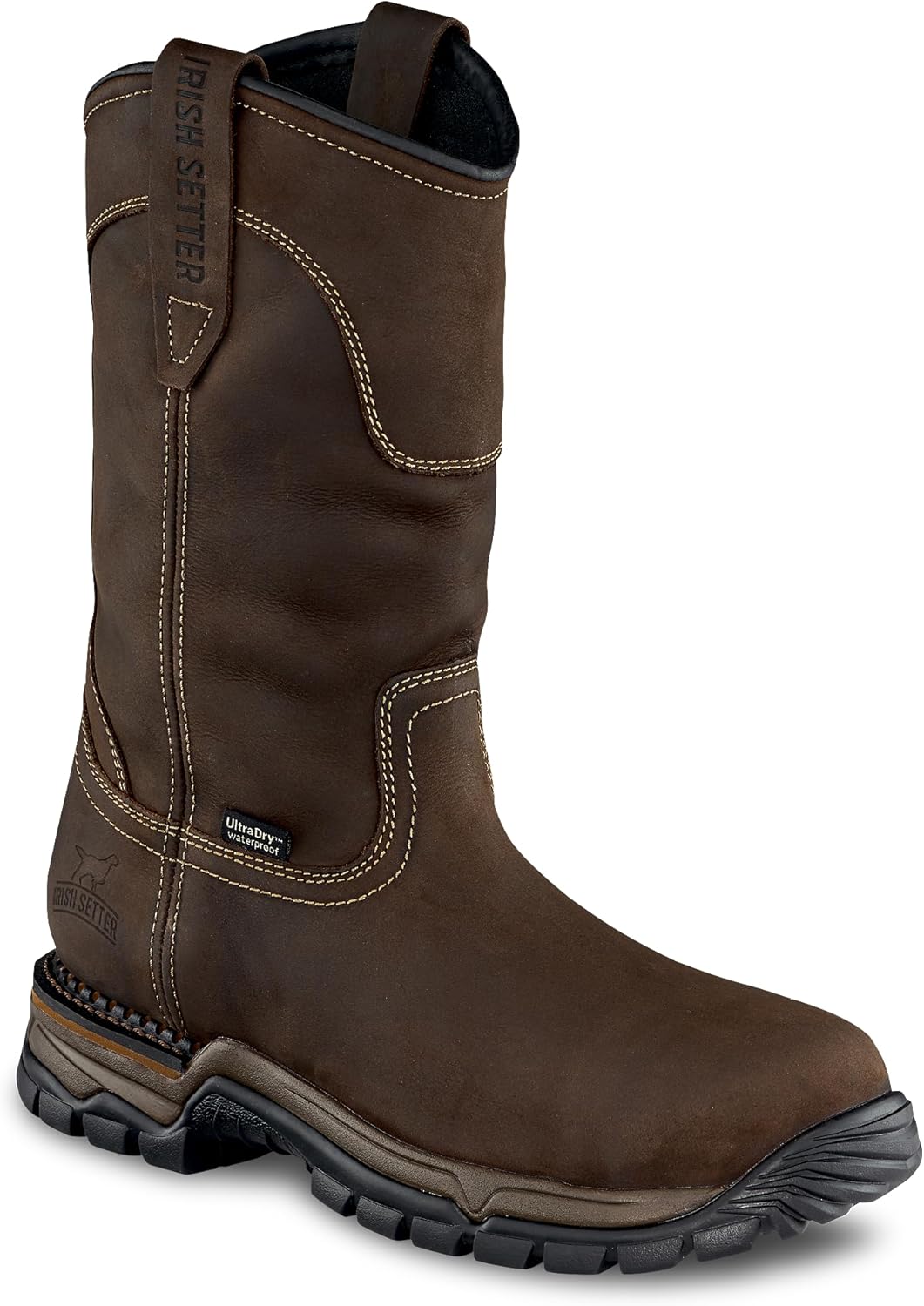 Irish Setter, Two Harbors, para hombre, 11 pulgadas, impermeable, puntera de seguridad de acero, bota de trabajo, marrón