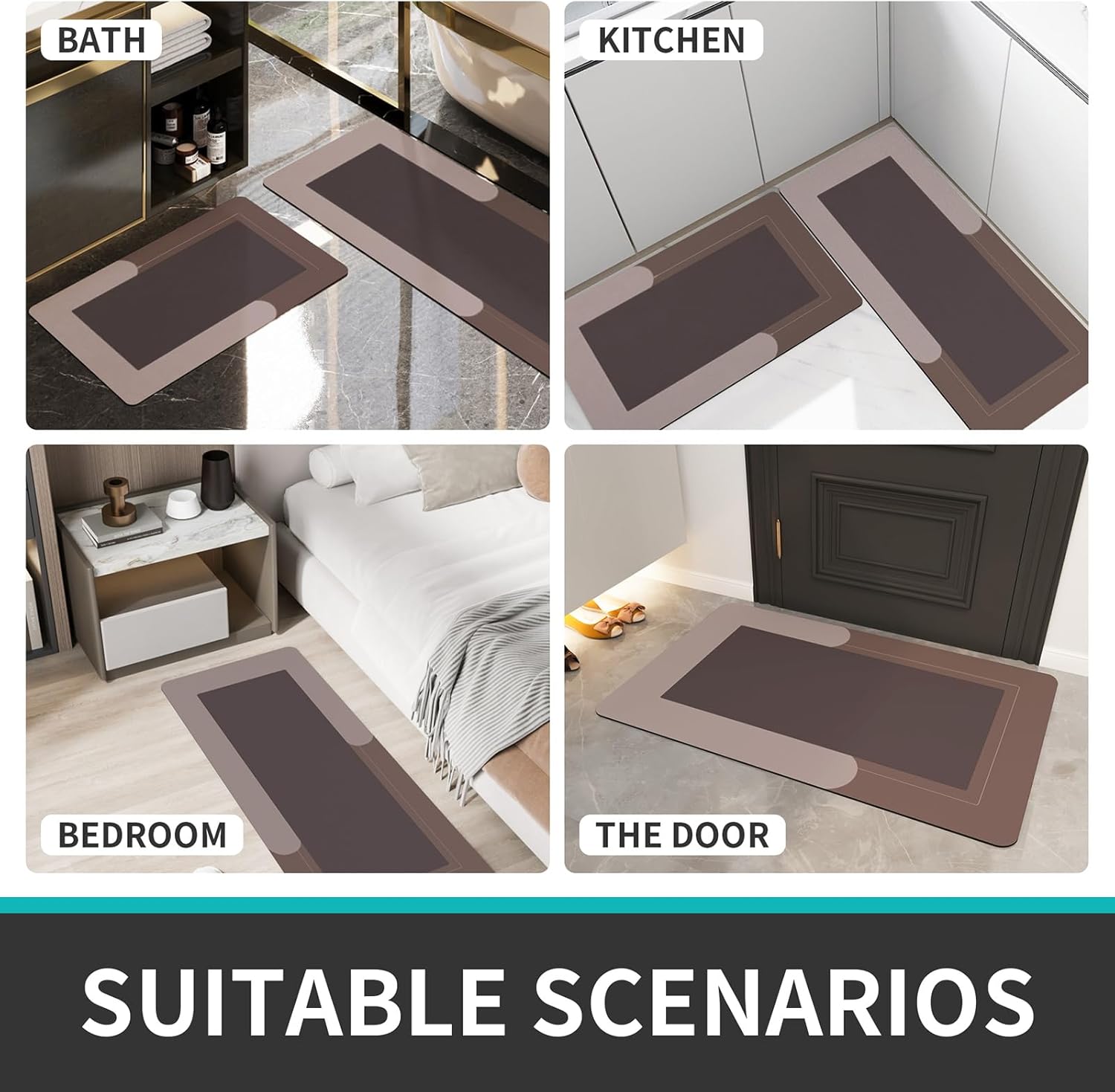 Juego de alfombras de baño, tapetes de baño con tapetes para inodoro en forma de U, antideslizantes, absorbentes de agua, tapetes de baño para