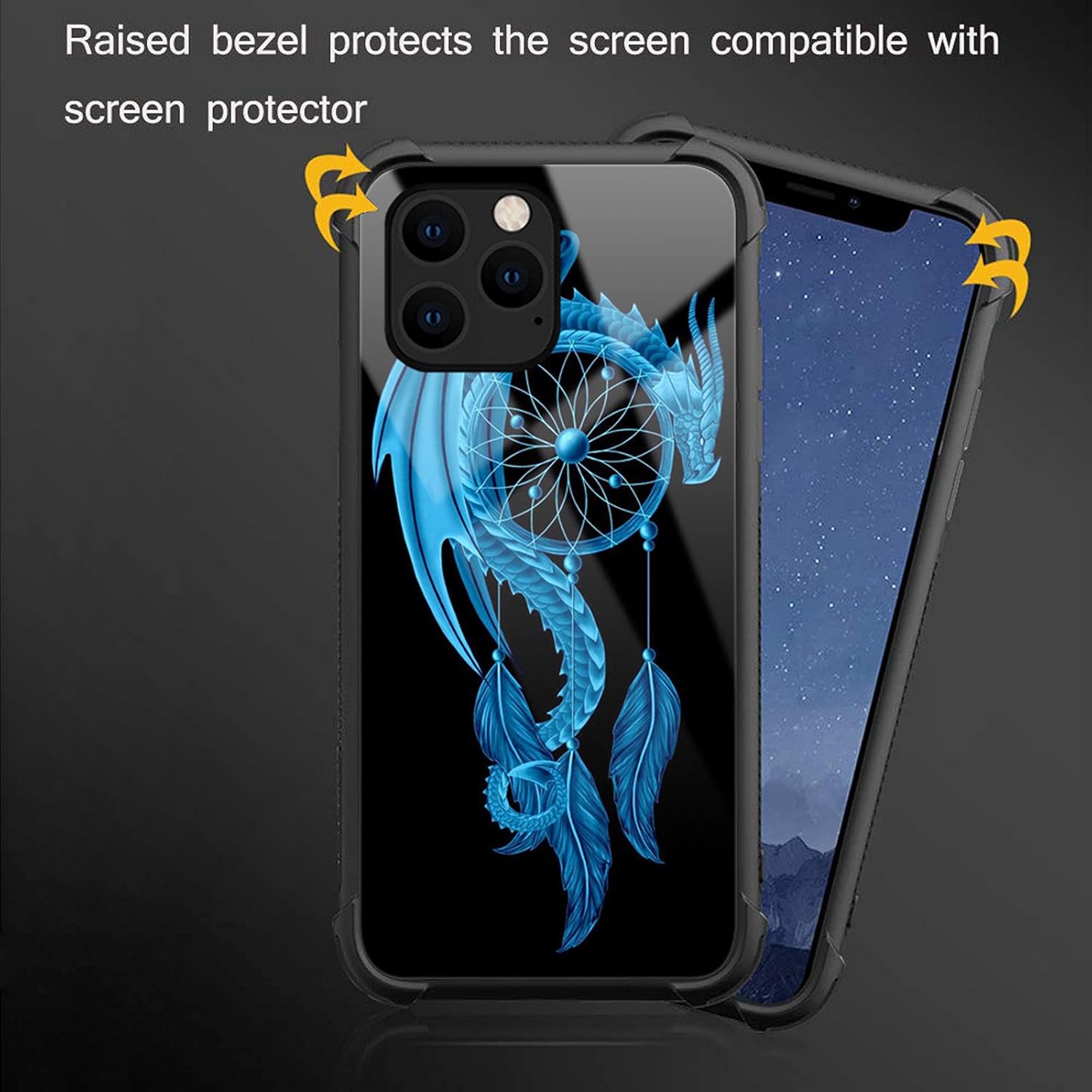 CARLOCA Funda compatible con iPhone 13 Pro, diseño gráfico de Dragon Dream Catcher Identity, a prueba de golpes, antiarañazos, de acrílico duro para