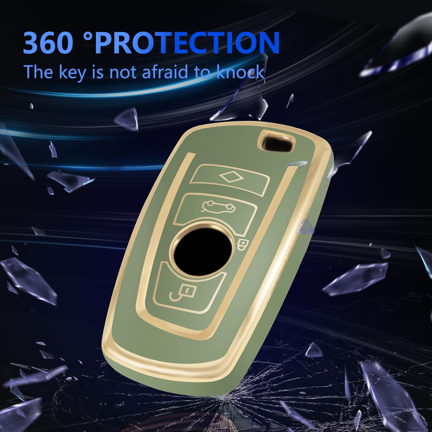 YHC Funda para llavero BMW para BMW X1 X2 X3 X5 X6 X7 y Series 1 2 3 4 5 6 7 8 con llavero dorado