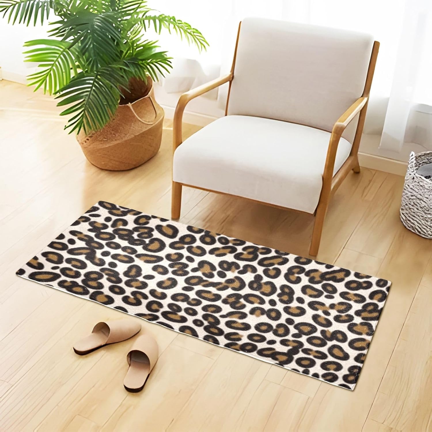Alfombra de baño absorbente con patrón de leopardo, cómoda alfombra antideslizante, juego de alfombras de baño de felpa duradera, 39 x 20 pulgadas