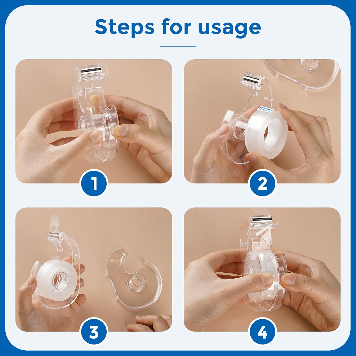 Cinta transparente con dispensador y recargas, uso para envolver regalos, hogar, escuela y oficina, 0.7 x 1000 pulgadas, paquete de 8