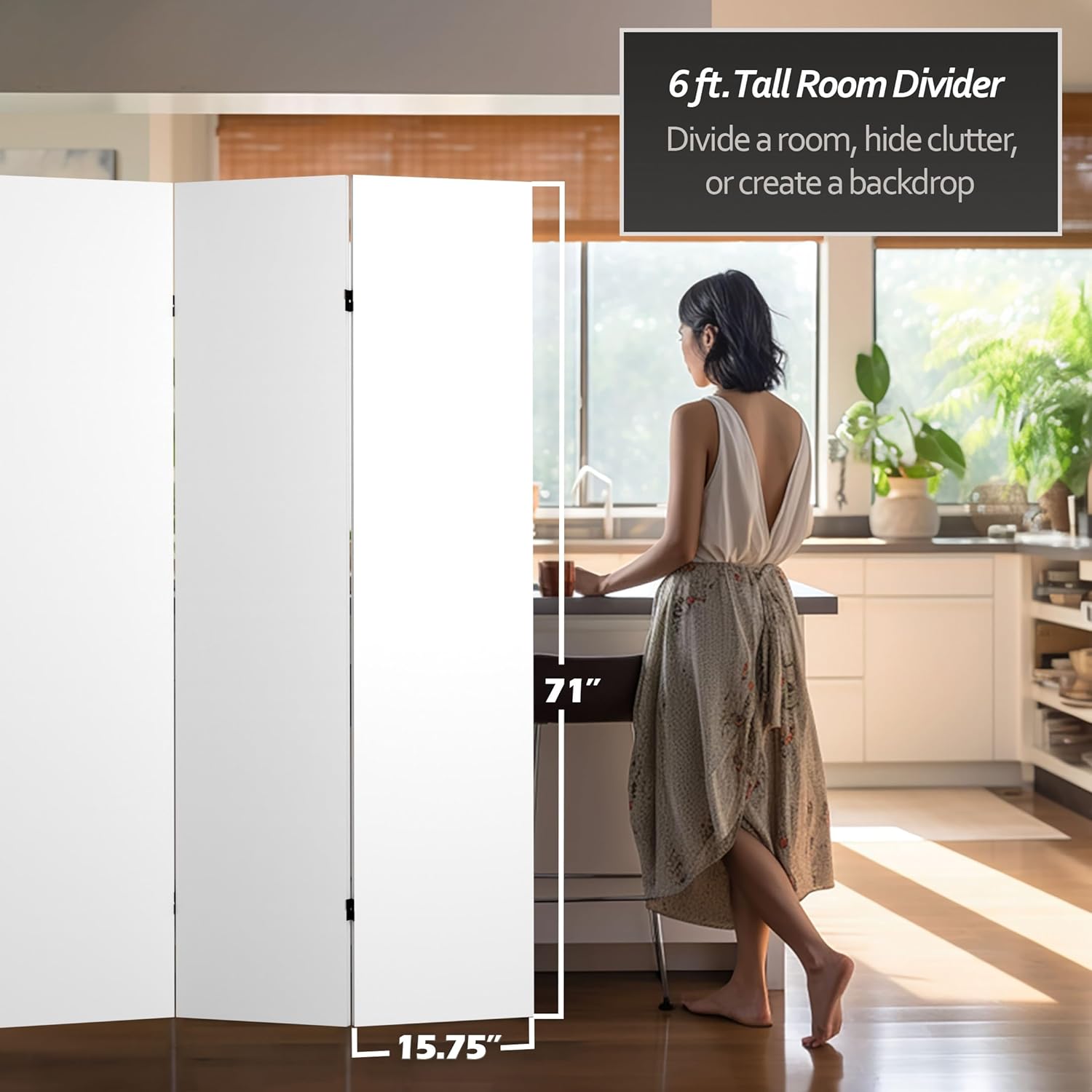 Oriental Furniture – Divisor de habitación de lona de 6 pies de alto, 4 paneles
