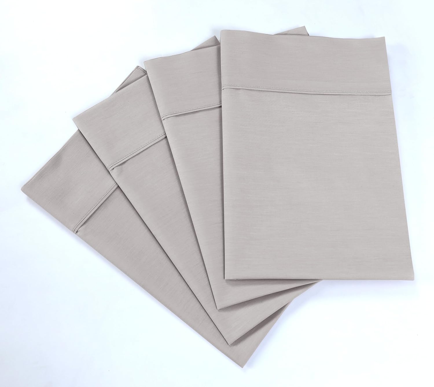 -Juego de 4 fundas de almohada de percal 100% algodón, fundas de almohada lujosas y sedosas súper suaves, ligeras y sedosas tamaño Queen, tamaño