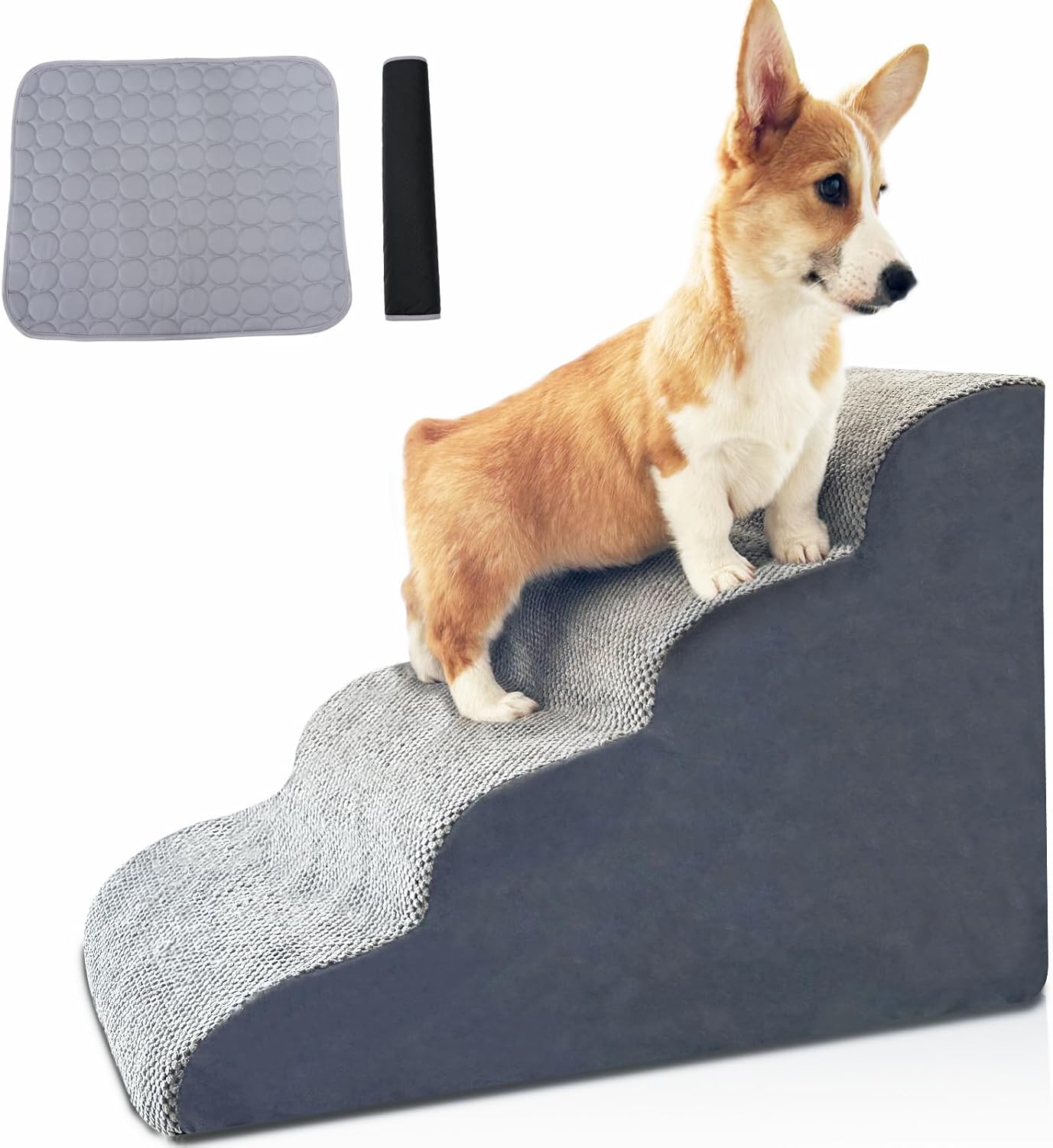 Escaleras para perros para cama, 4 escalones, escaleras para perros pequeños y mascotas, para camas altas y sofá, rampas para perros pequeños