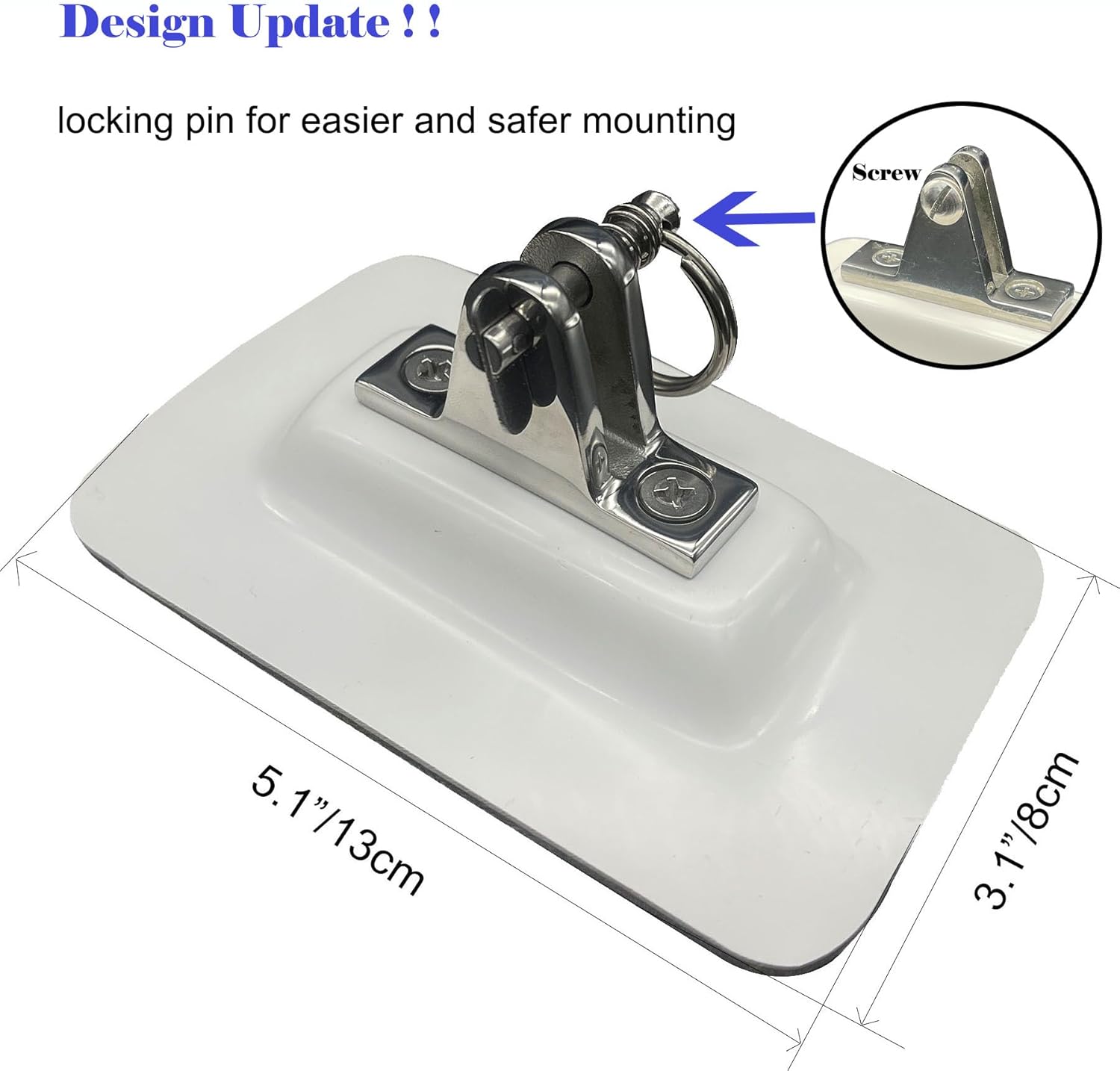 DSCRAFT Bisagra de cubierta superior de acero inoxidable 316 BiminiTop Hardware de montaje con base de fibra de vidrio Juego de 2 piezas para barco