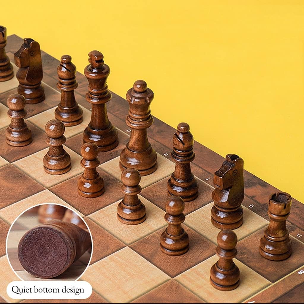 ROLTIN Juego de ajedrez de madera, tablero plegable de ajedrez de viaje, juego de ajedrez para principiantes para niños y adultos, regalos de