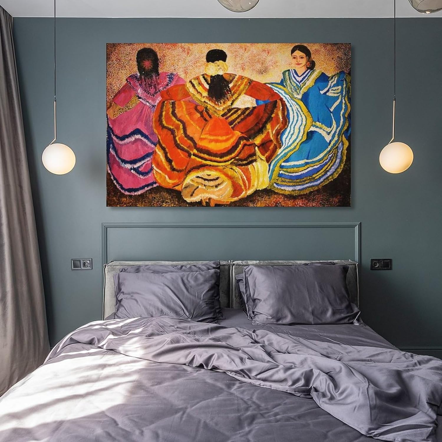AAHARYA Lienzo artístico mexicano, arte nativo americano, pintura en lienzo, póster de arte de pared para dormitorio, sala de estar, decoración de