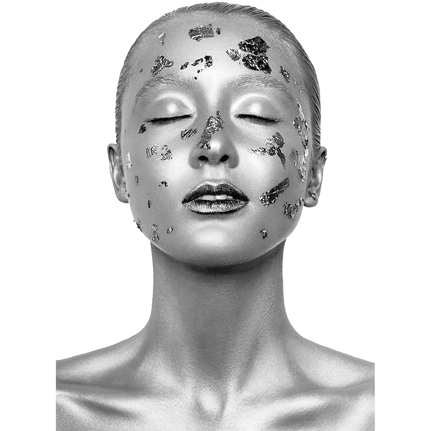 MEICOLY Pintura facial y corporal plateada metálica, barra negra para deportes de fútbol, béisbol, sóftbol, pintura corporal para adultos y niños,
