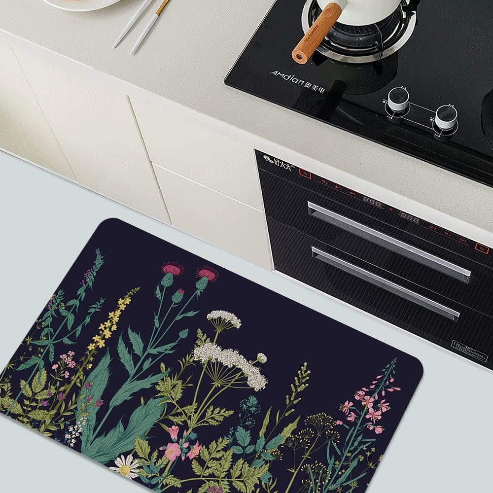 ZHUZHISHAN Tapete de baño de tierra de diatomeas, diseño de flores silvestres, antideslizante, súper absorbente, de secado rápido, para baño,