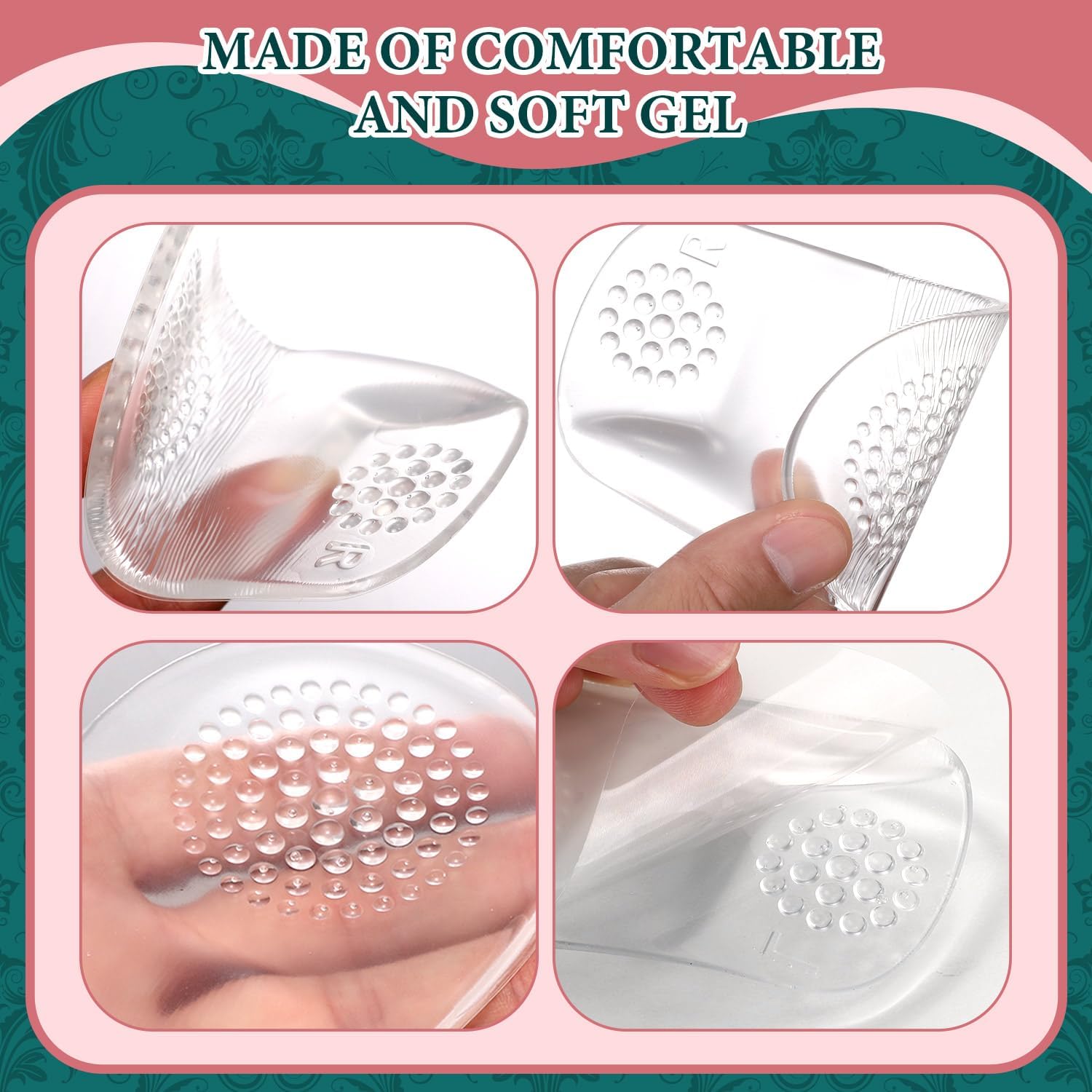 3 pares de almohadillas transparentes para el talón, plantillas de talón de copas para zapatos, cojines de talón de gel autoadhesivos suaves,