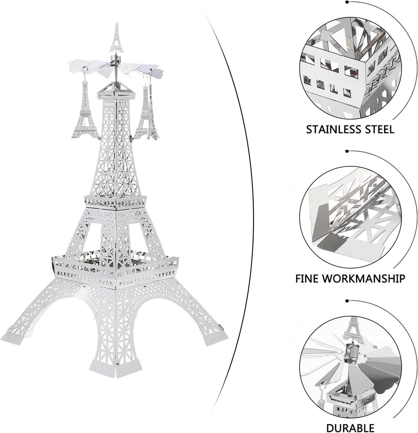 Uonlytech Candelabro giratorio romántico de la torre Eiffel de metal para decoración de mesa