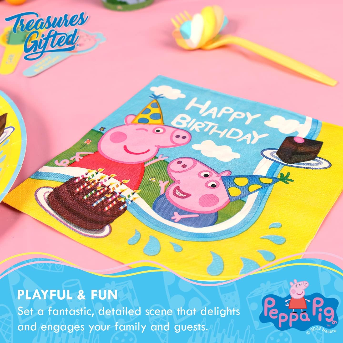 Treasures Gifted Servilletas de fiesta de cumpleaños de Peppa Pig con licencia oficial, paquete de 32 servilletas de Peppa Pig – Servilletas para