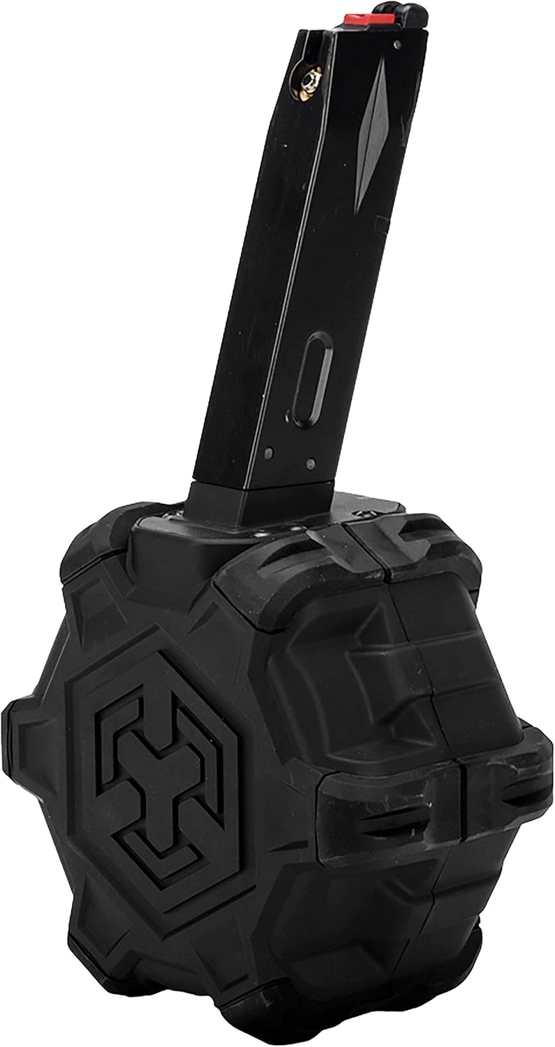 Evike Airsoft AW – Mag de Airsoft de tambor personalizado para pistolas y rifles de aire comprimido de gas (modelo M9  negro)