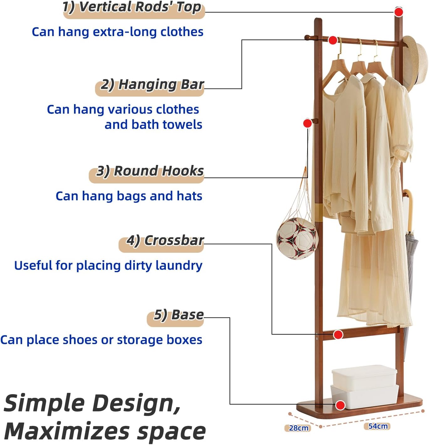 Perchero para árbol con base muy resistente, perchero pequeño independiente resistente, perchero para colgar ropa para niños y adultos, ahorro de