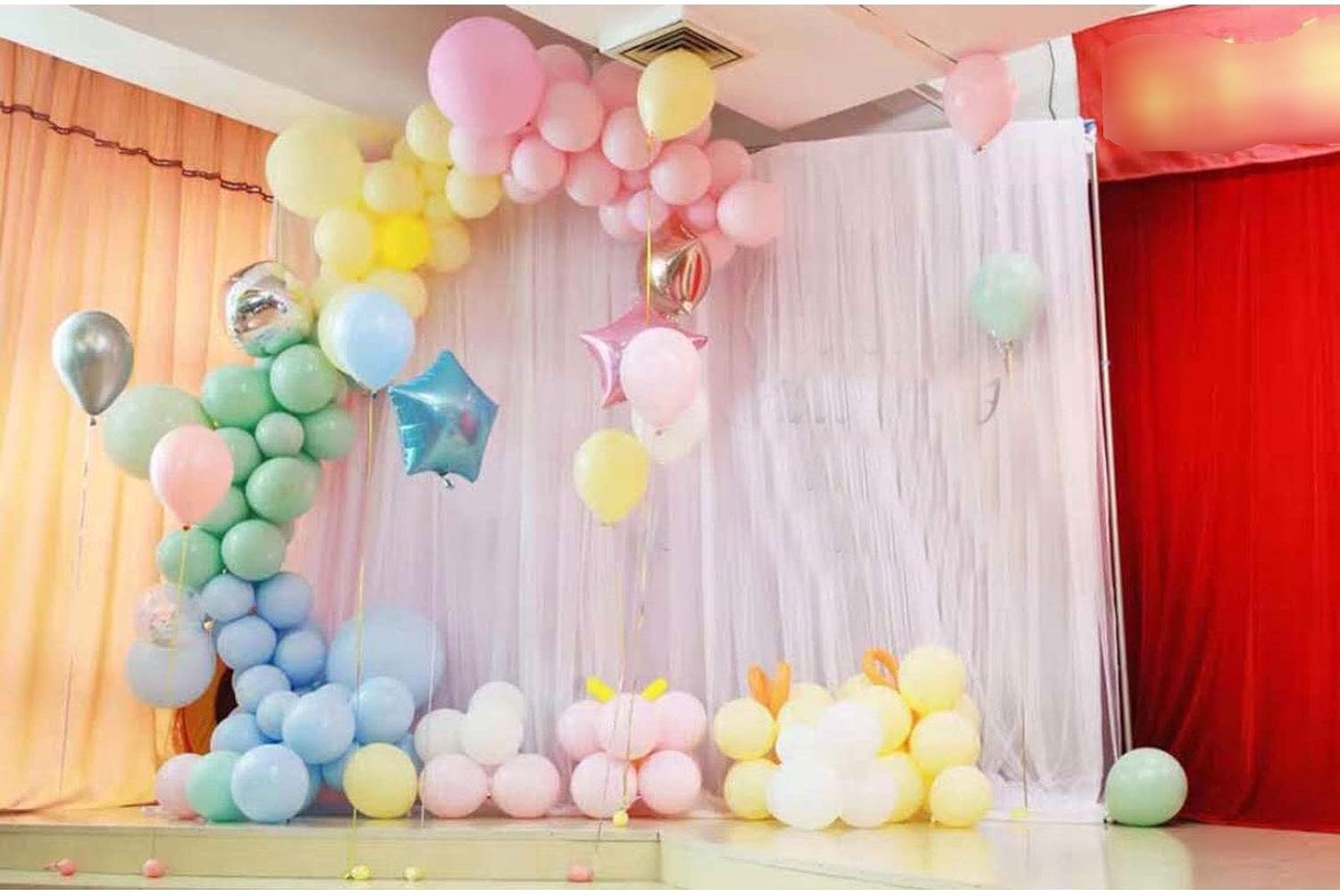 Soporte de telón de fondo de 10 x 20 pies resistente con base, kit de tubo de fondo de boda plateado, soporte cuadrado de arco de globos de metal,
