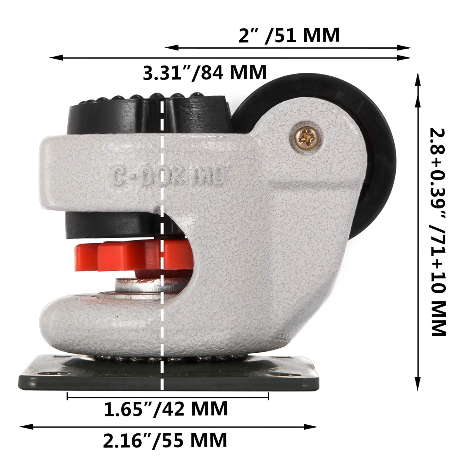 Happybuy Juego de 4 ruedas niveladoras de 1.65 pulgadas  Ruedas autonivelantes resistentes, 330 libras por juego  Placa de ruedas para máquina, giro