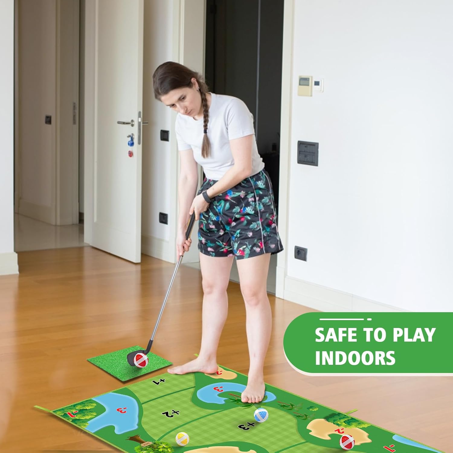 Alfombrilla de golf casual de 6 pies x 4 pies, tapete de juego de golf para adultos y niños, juego de golf para interiores y exteriores, patio