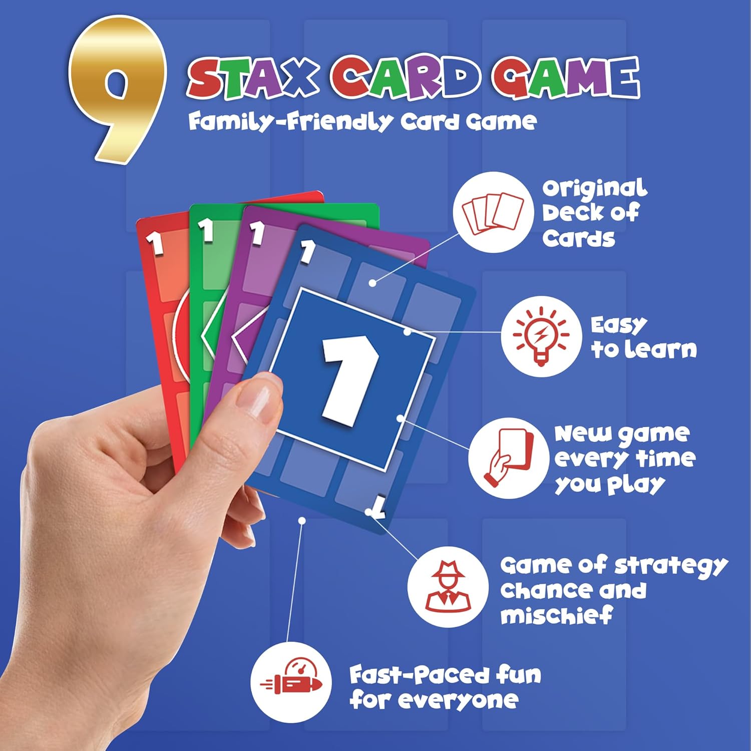 9Stax Paquete de expansión de juego de cartas, juego de cartas para toda la familia, diversión para niños, adolescentes y adultos, expande el juego