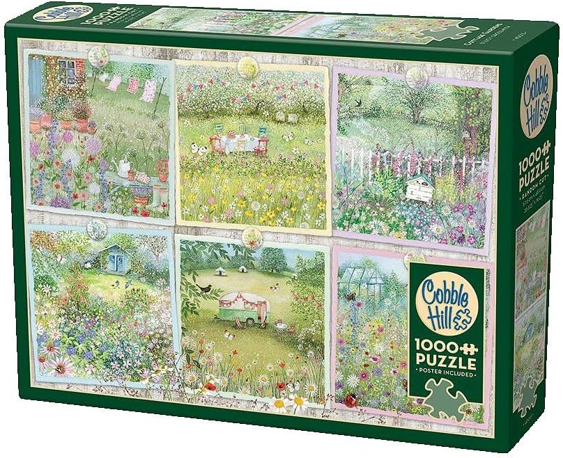 Cobble Hill – Rompecabezas de 1000 piezas, Cottage Gardens, póster de muestra incluido