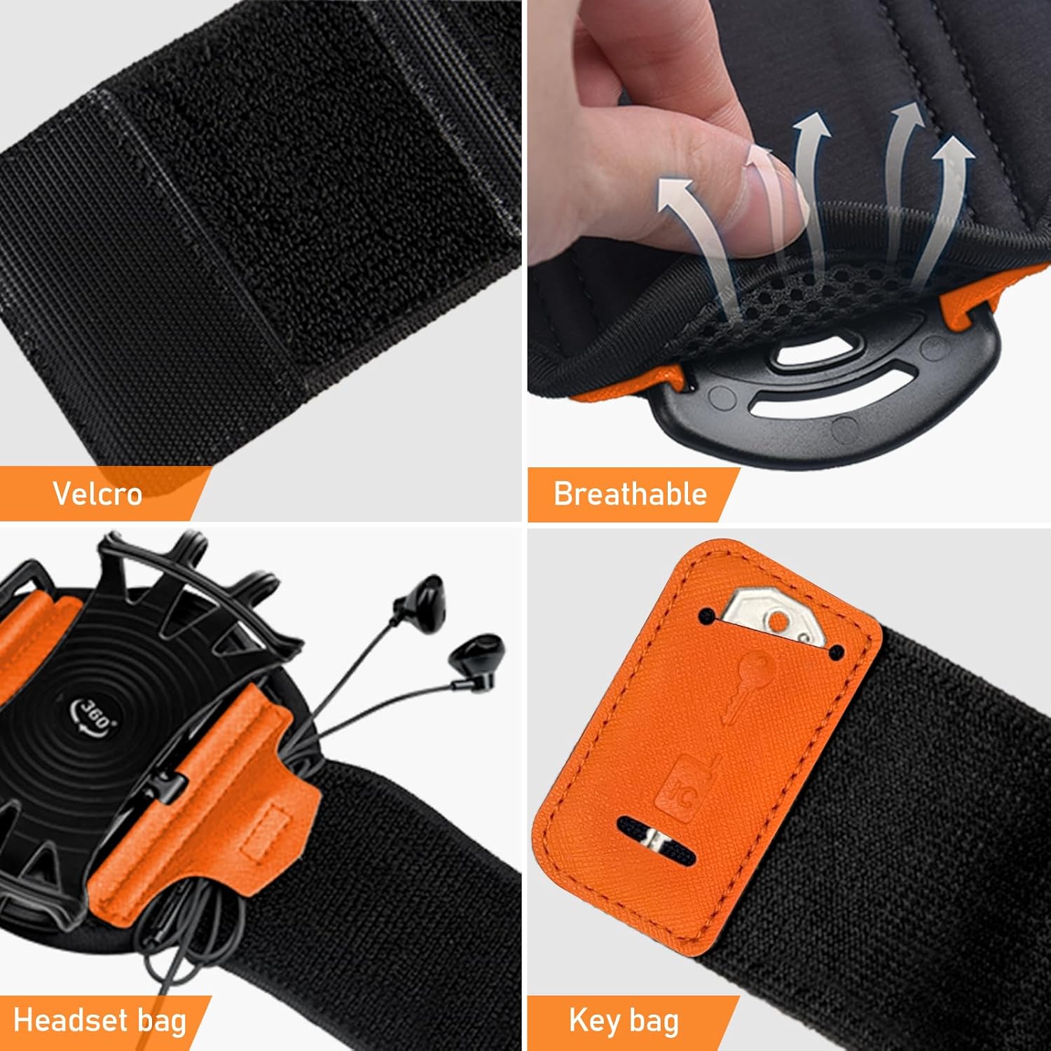 Soporte para teléfono para correr, muñequera giratoria de 360 y desmontable, compatible con todos los teléfonos celulares de 4.5 a 7 pulgadas para