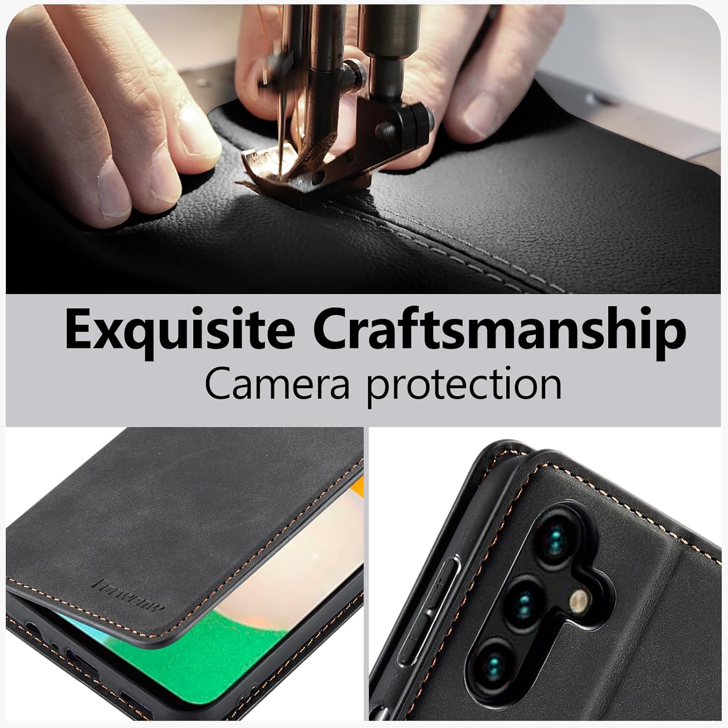 EYZUTAK Funda de cuero PU premium para Samsung Galaxy A54 5G, cierre magnético, funda protectora con función atril, ranura para tarjeta en efectivo,