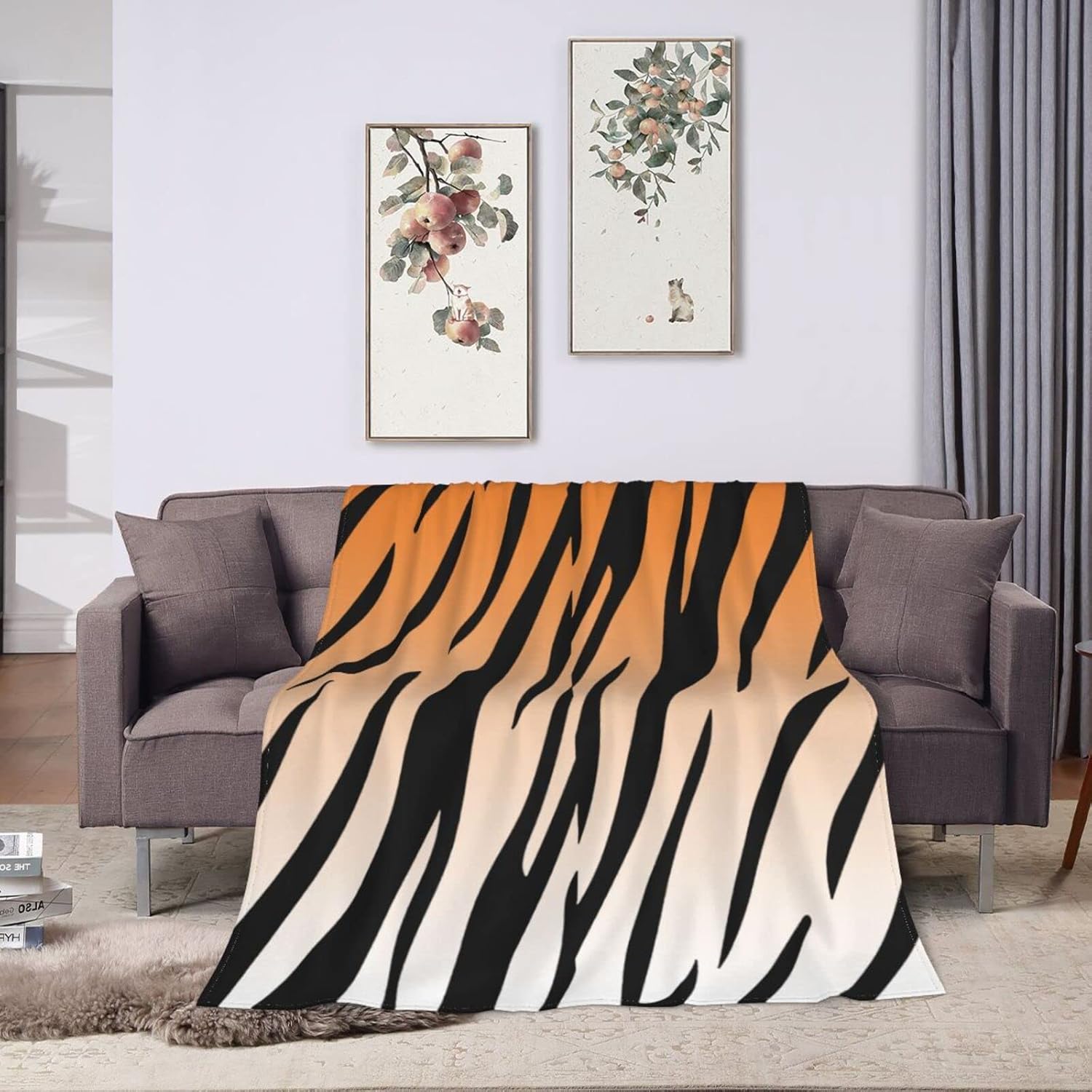 Manta de microfibra ultrasuave con patrón de tigre, manta de microfibra de lujo para todas las estaciones, manta cálida para ropa de cama, sofá y