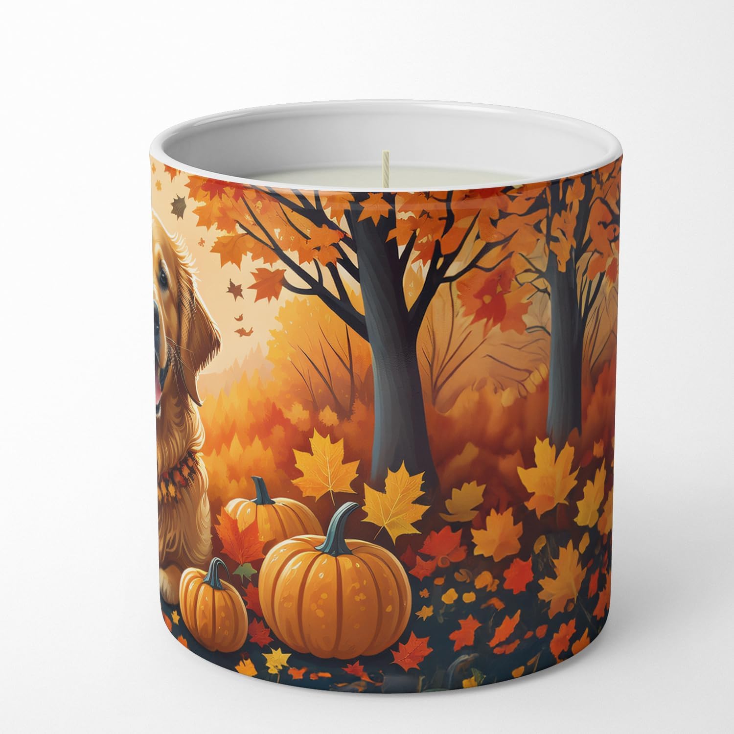 Caroline’s Treasures DAC1049CDL Golden Retriever – Vela de soja decorativa de otoño, cera de soja, aceite esencial para decoración del hogar, ideal
