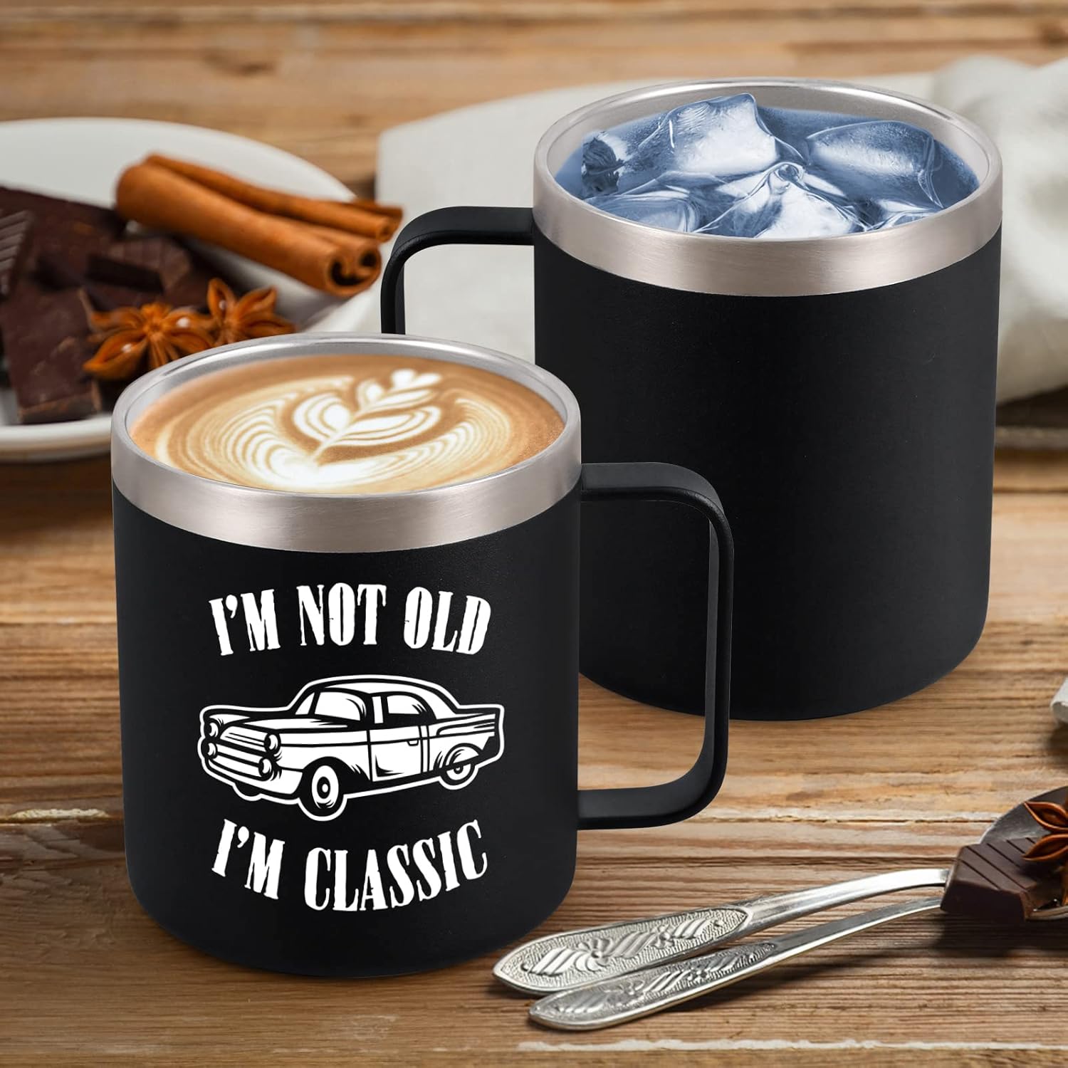 Taza de café con texto en inglés “I’m Not Old I’m Classic Car”, regalos para papá o abuelo, regalos para papá o abuelo, divertida taza de café para