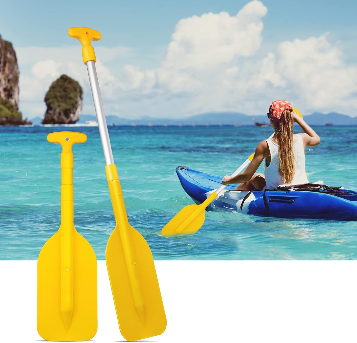 BESPORTBLE Ramos de canoa para kayak, remos extensibles, remos de lancha para tabla de surf, botes inflables, botes de remo para adultos y niños