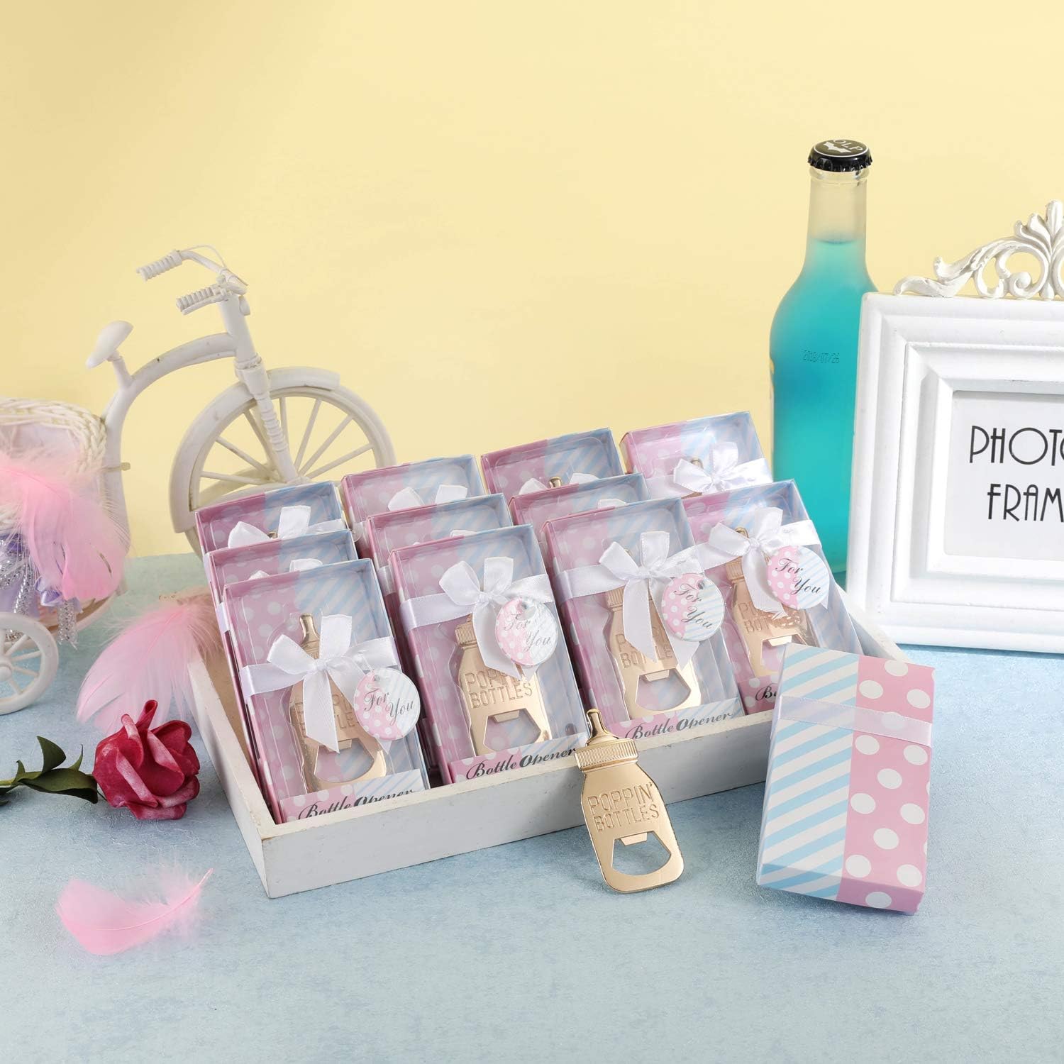 24 piezas de abrebotellas, revelación de género, recuerdo de fiesta para invitados, niños o niñas, decoraciones de fiesta de revelación de género,