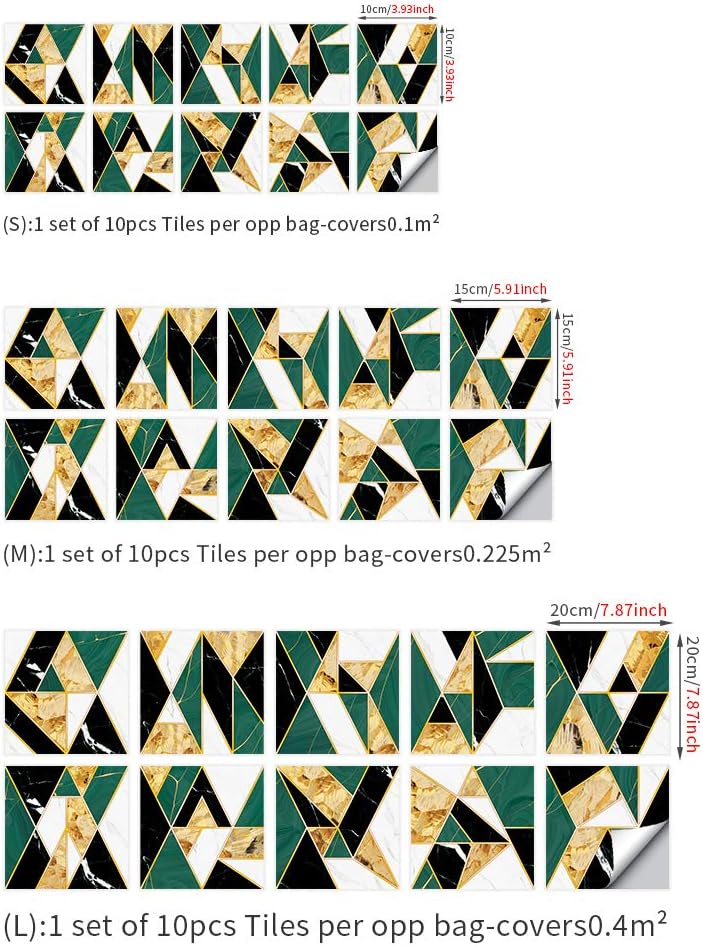 10 hojas de azulejos impermeables para salpicaduras en muro de cocina, estilo simple de lujo, azulejos autoadhesivos, azulejos de PVC, azulejos de