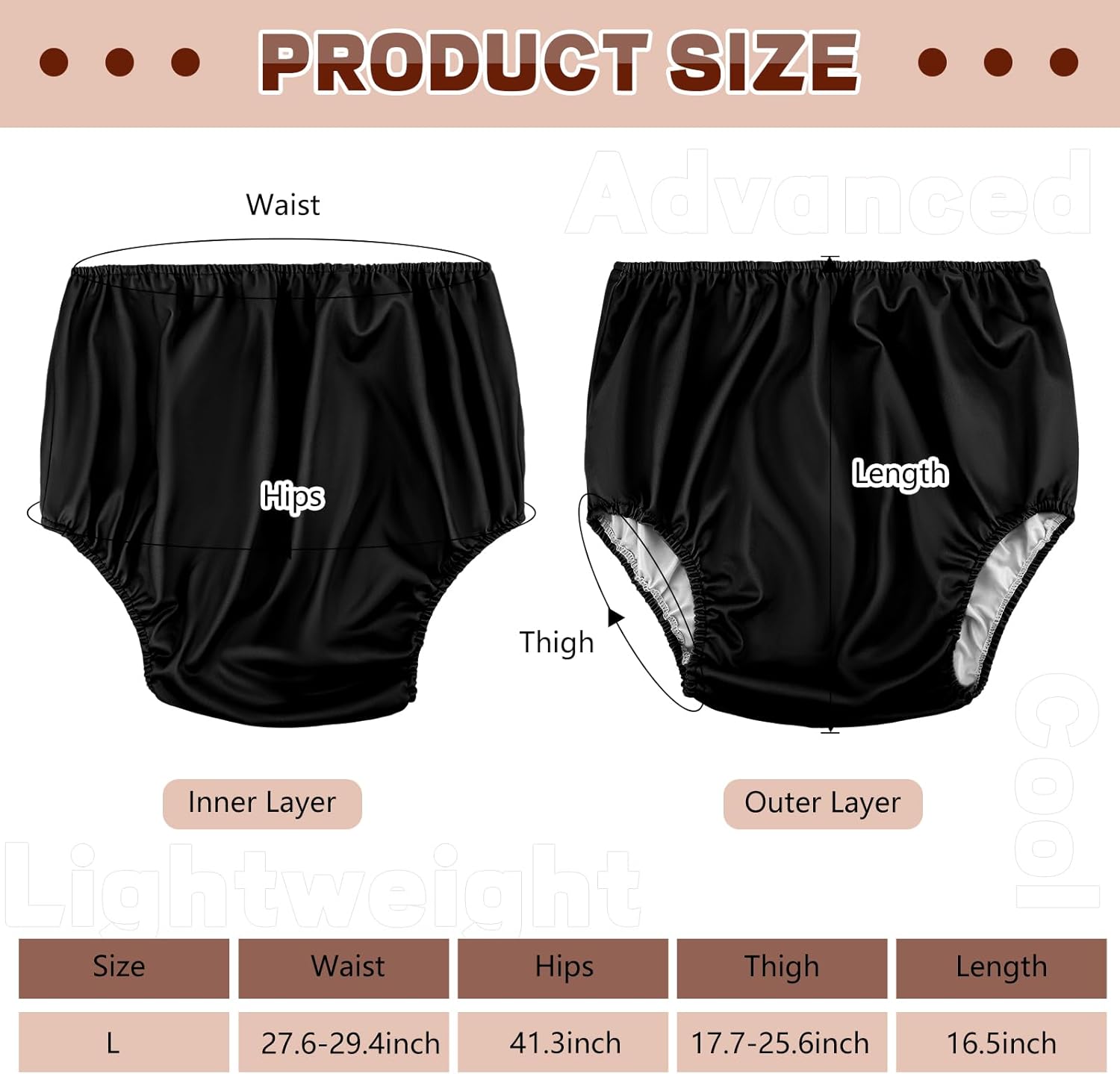 Panitay 8 piezas de ropa interior a prueba de fugas para adultos para incontinencia, grande, negro, unisex, adultos, hombres