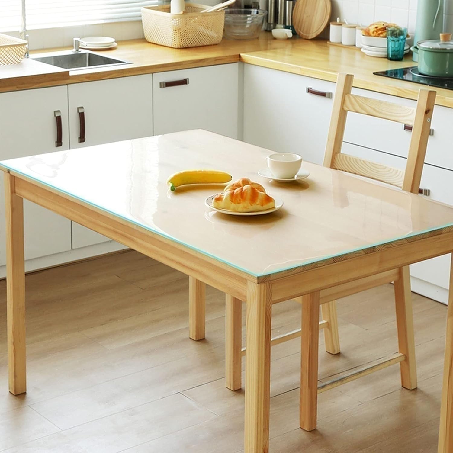 Protector de mesa para cocina, comedor, madera, cubierta de muebles de plástico transparente, fácil de limpiar, alfombrilla protectora de escritorio
