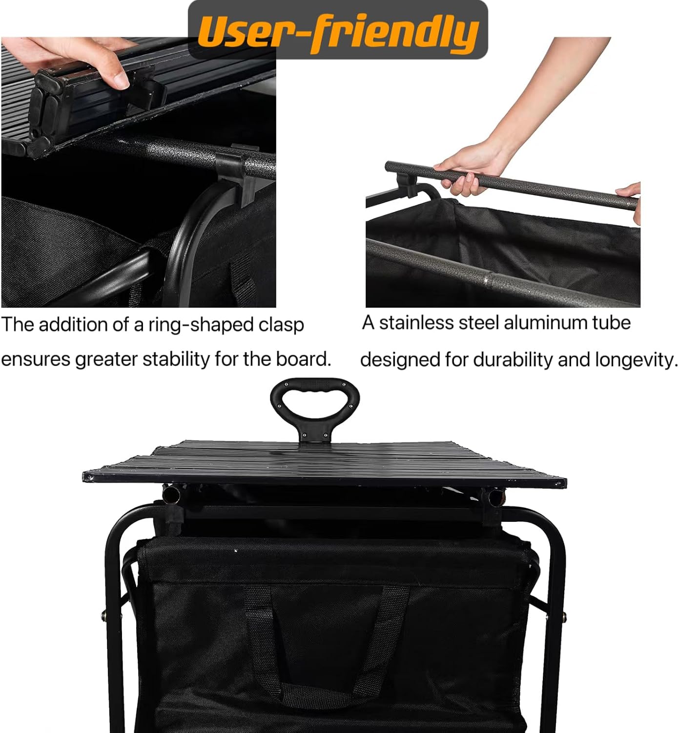 Tablero plegable de acero de aleación de aluminio para carrito de jardín, carrito plegable, tablero de metal plegable resistente para acampar al