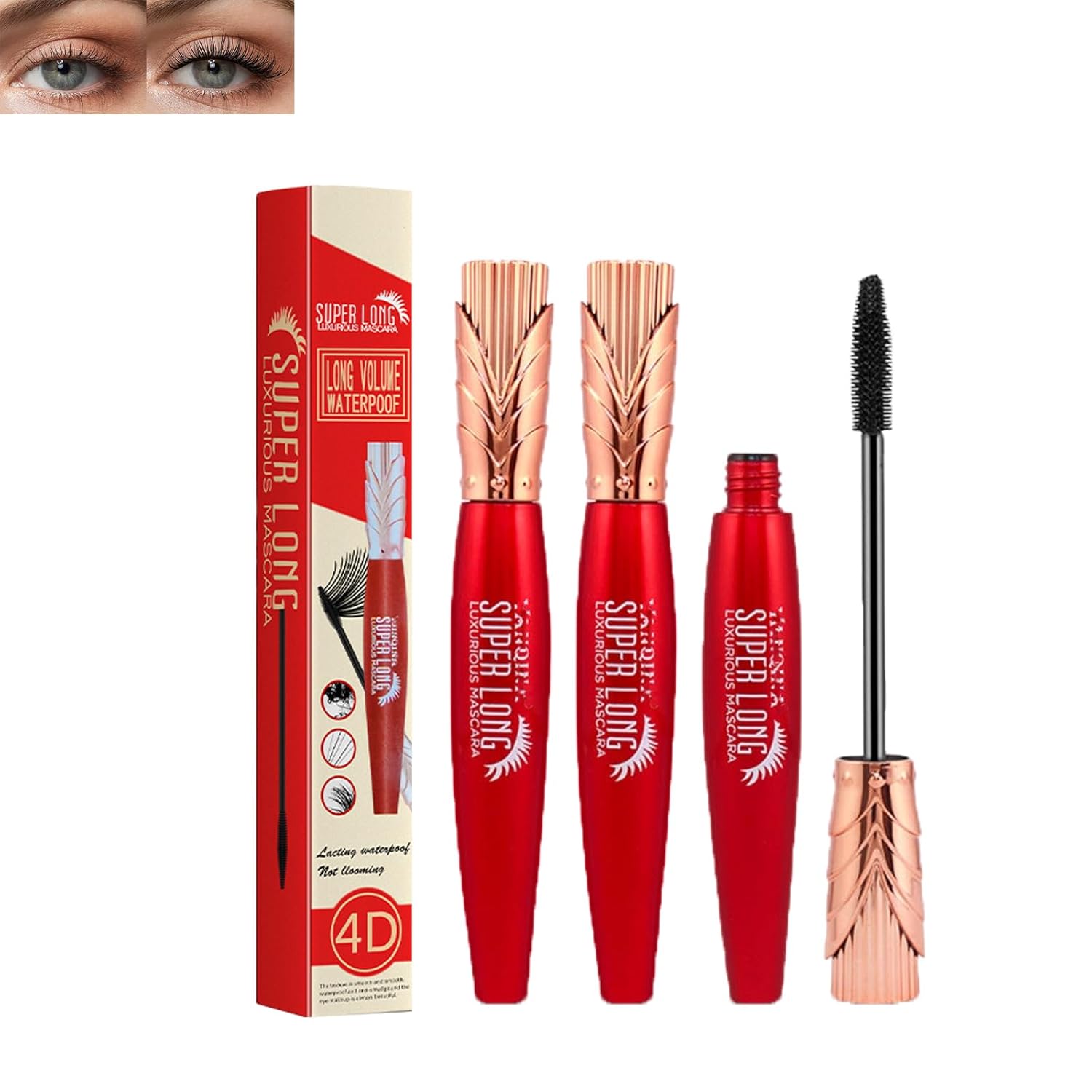 Yanquina – Máscara de pestañas Yanqina súper larga, 4D impermeable y a prueba de sudor, máscara de lujo súper larga, máscara de alargamiento
