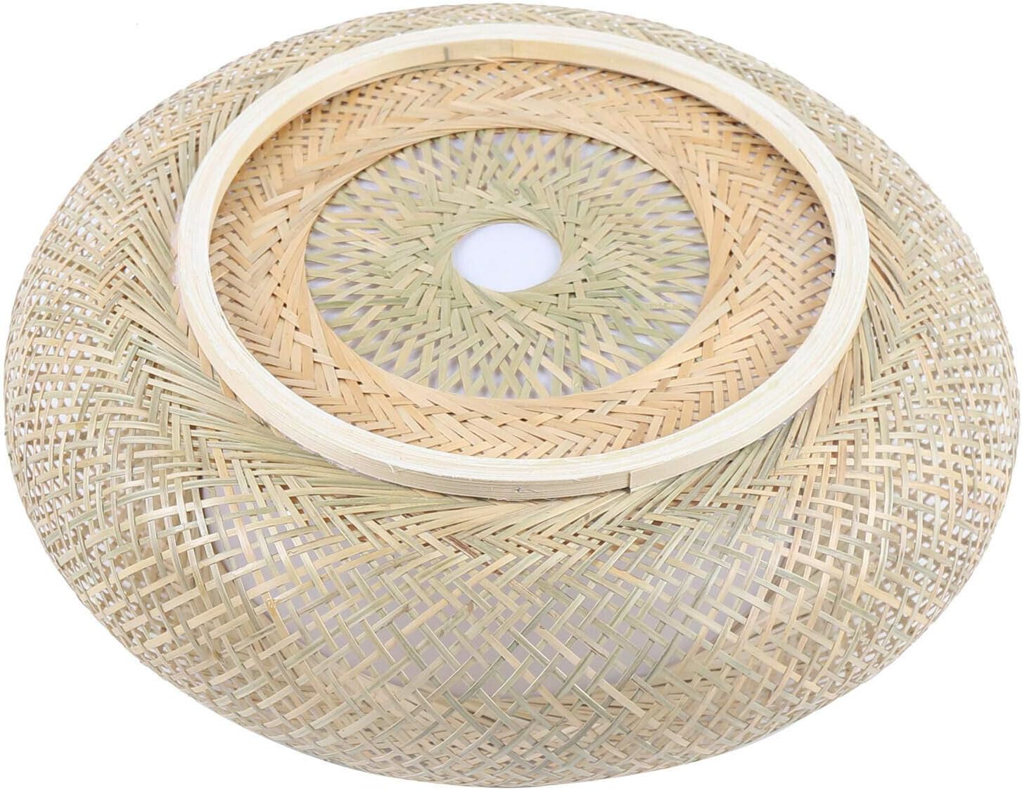 Fetcoi Lámpara de techo rústica de ratán de bambú tejida a mano, color amarillo, lámpara de techo de ratán de bambú para sala de estar, comedor,