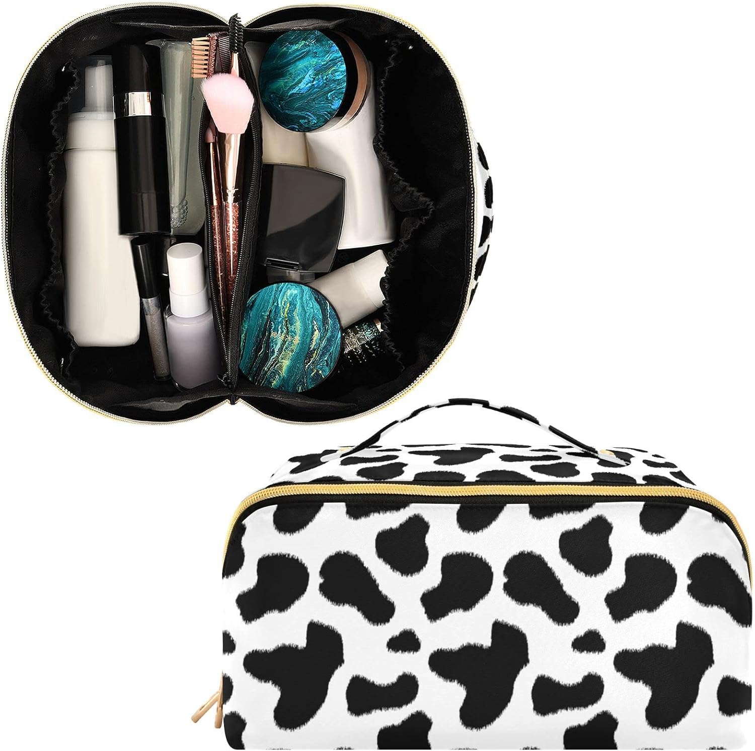 Bolsa de maquillaje de rombos, bolsas de maquillaje portátiles de gran capacidad para mujeres y niñas, estuche de cosméticos multifuncional de