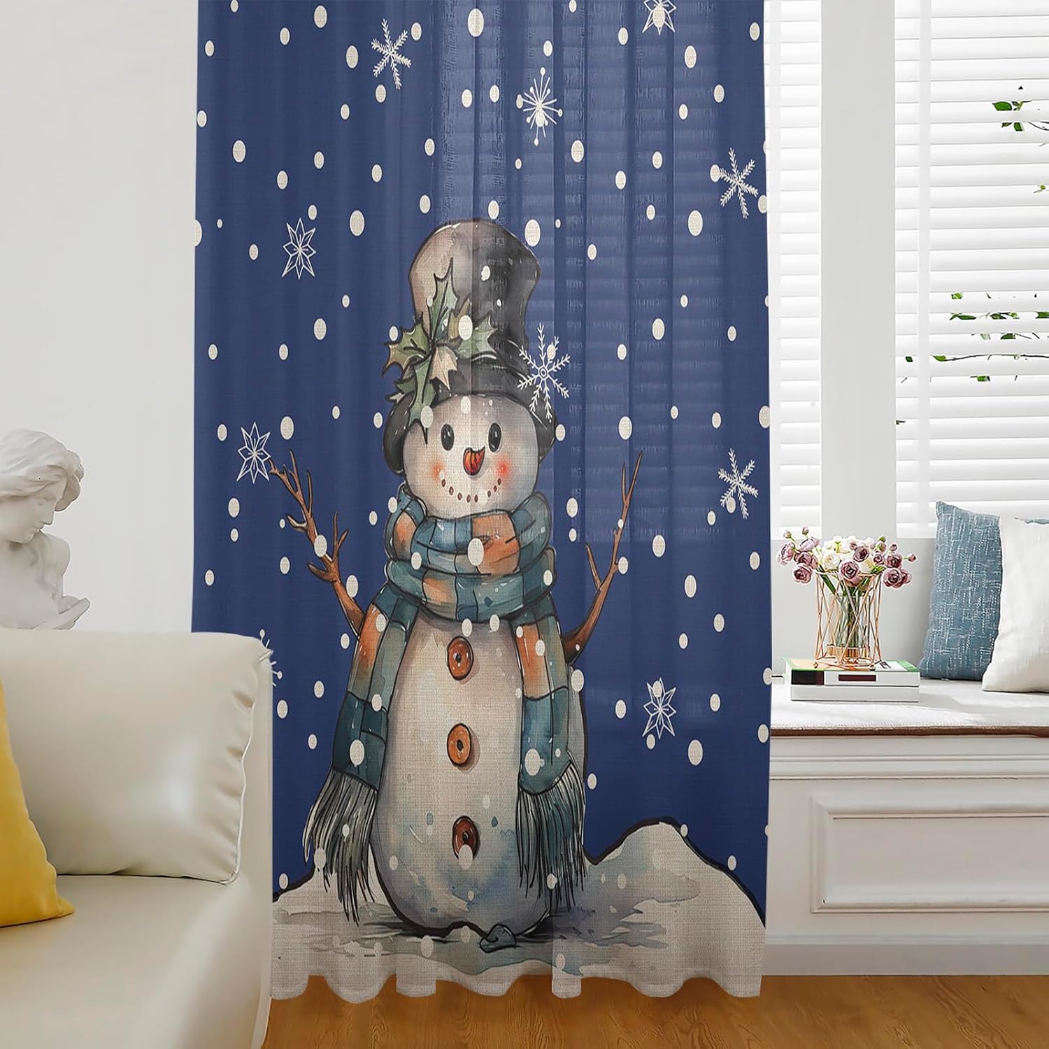 Shabby Chic – Cortinas de gasa con bolsillo para barra de 45 pulgadas de largo, cortinas de gasa semitransparentes con bolsillo para barra, cortinas