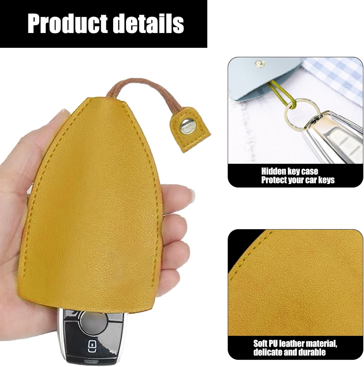 Funda protectora para llave de automóvil, de piel sintética, bolsa de almacenamiento extraíble con control remoto, adecuada para la mayoría de